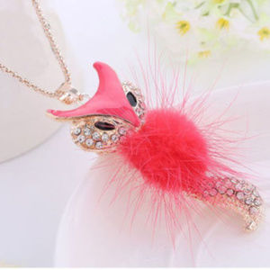 SALE ** BRAND NEW ** Fox Necklace W/ Crystal Inlay